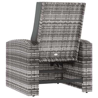 Garden Reclining Chair with Cushions Grey Poly Rattan