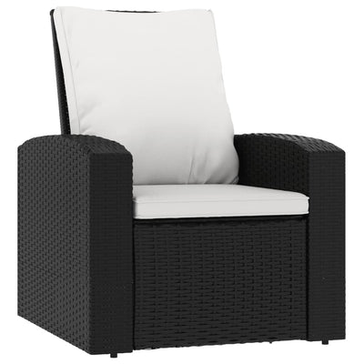 Garden Reclining Chair with Cushions Black Poly Rattan