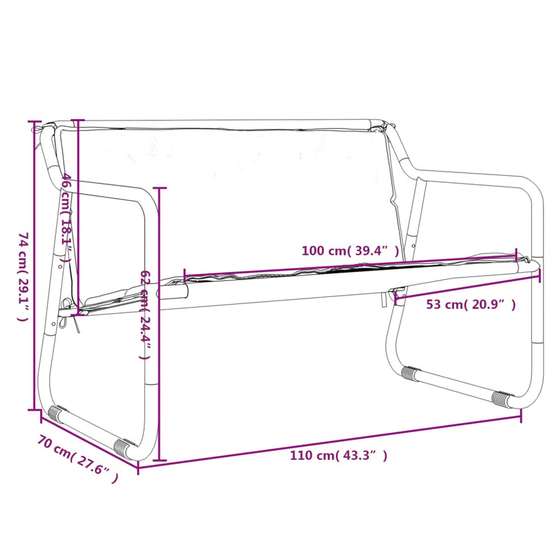 2-Seater Garden Bench with Cushion Anthracite Steel