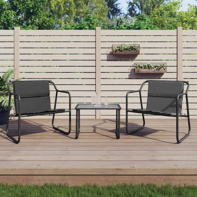 3 Piece Garden Lounge Set with Cushions Anthracite Steel