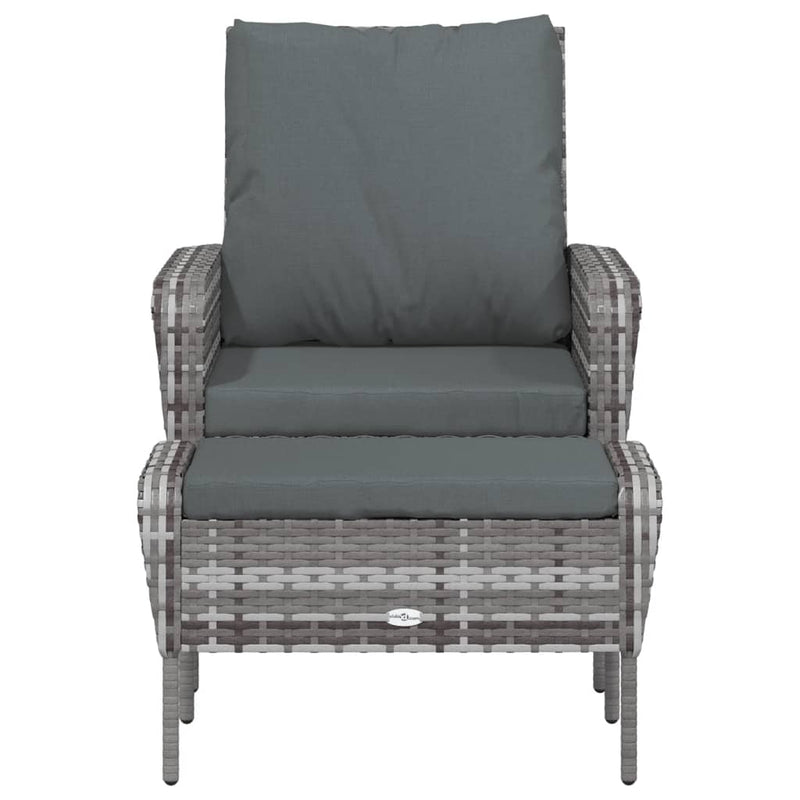 Garden Chair with Footstool Grey Poly Rattan