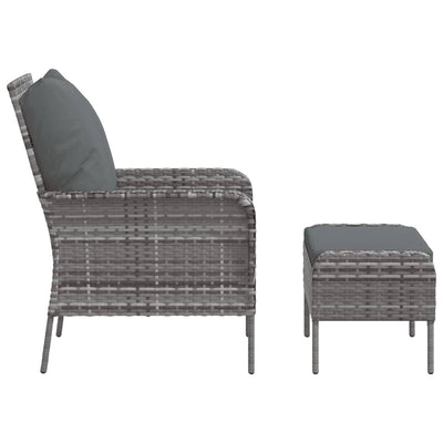 Garden Chair with Footstool Grey Poly Rattan