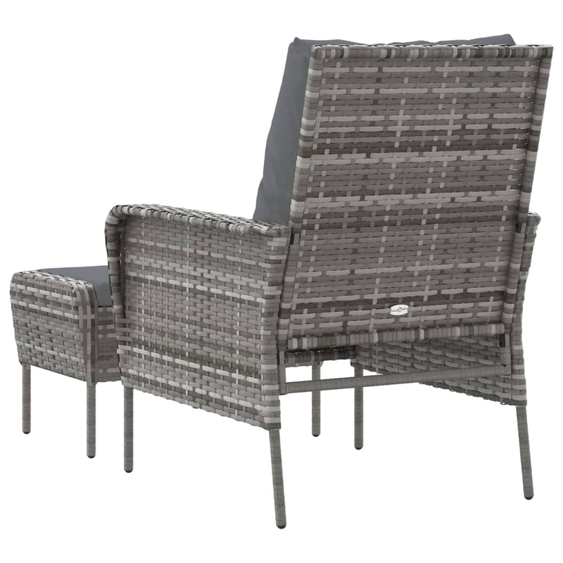 Garden Chair with Footstool Grey Poly Rattan