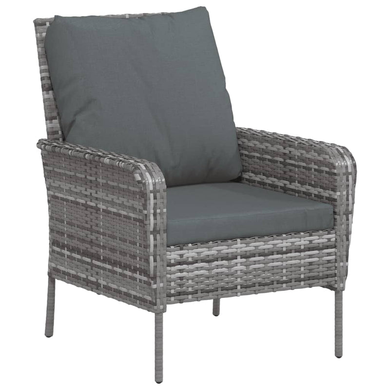 Garden Chair with Footstool Grey Poly Rattan