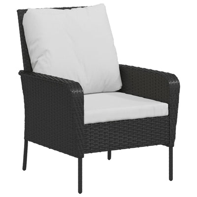 Garden Chair with Footstool Black Poly Rattan