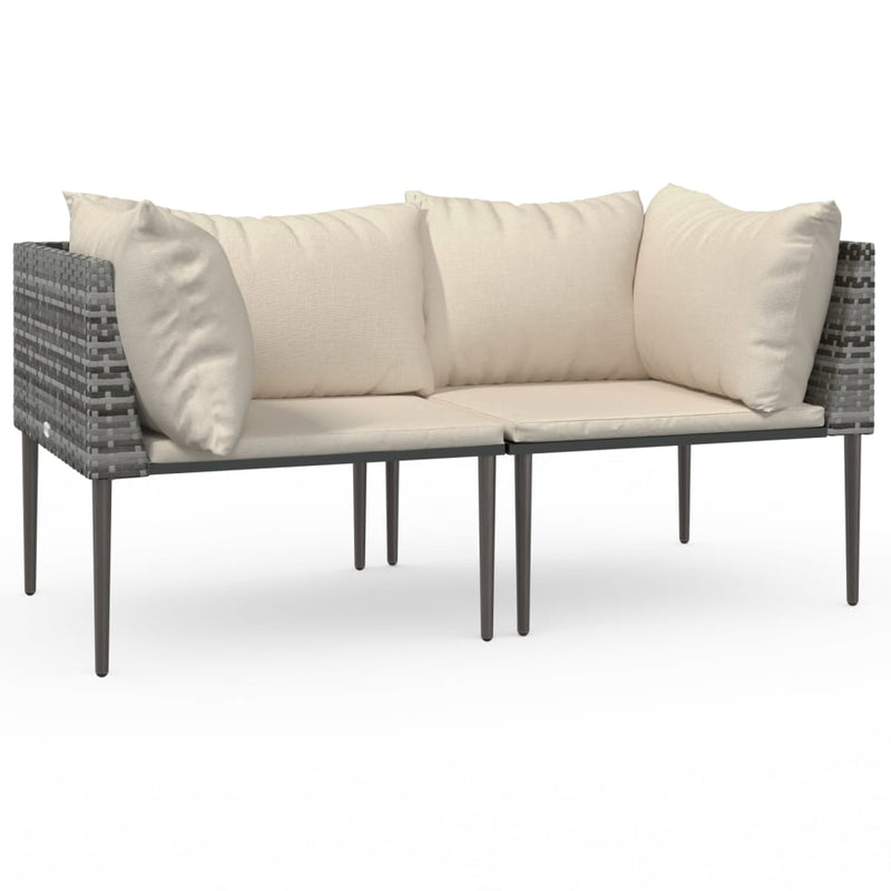 Garden Corner Sofas with Cushions 2 pcs Grey Poly Rattan