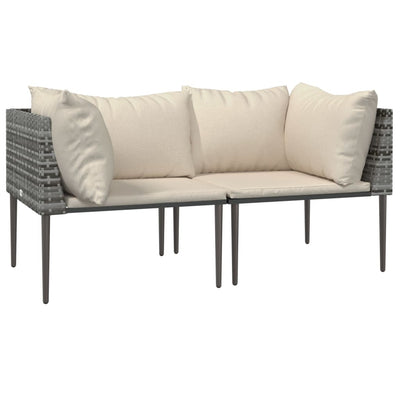 Garden Corner Sofas with Cushions 2 pcs Grey Poly Rattan