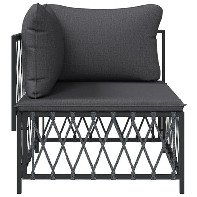 Garden Corner Sofa with Cushions Anthracite Woven Fabric