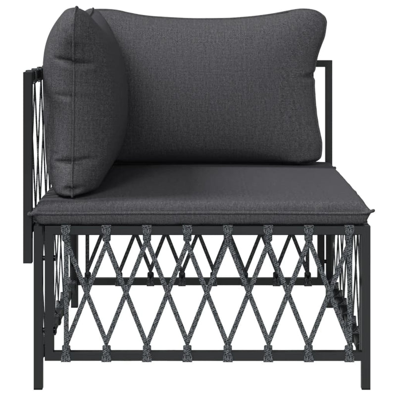 Garden Corner Sofa with Cushions Anthracite Woven Fabric