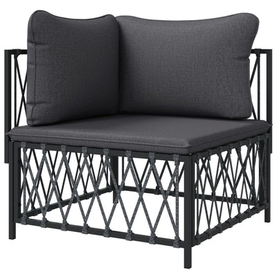 Garden Corner Sofa with Cushions Anthracite Woven Fabric