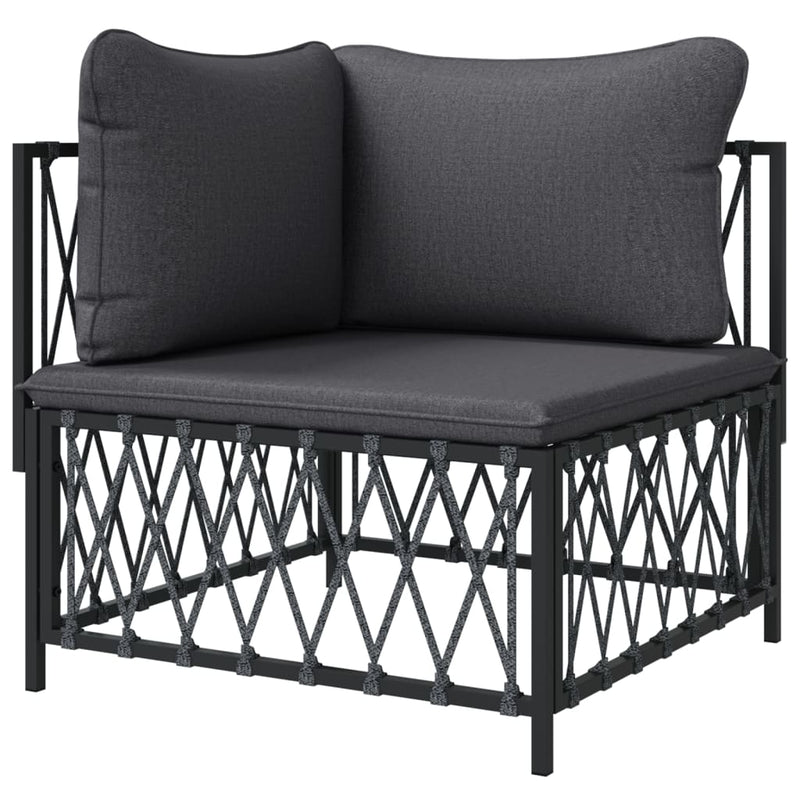 Garden Corner Sofa with Cushions Anthracite Woven Fabric