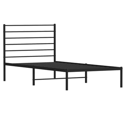 Metal Bed Frame without Mattress with Headboard Black 90x190 cm