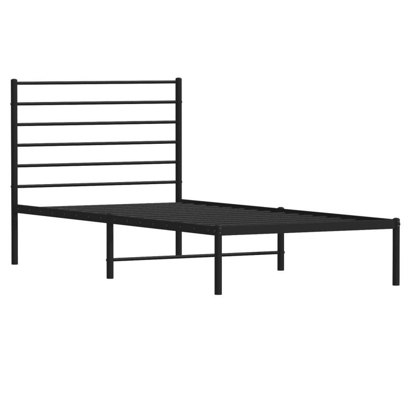 Metal Bed Frame without Mattress with Headboard Black 90x190 cm