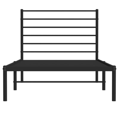 Metal Bed Frame without Mattress with Headboard Black 90x190 cm