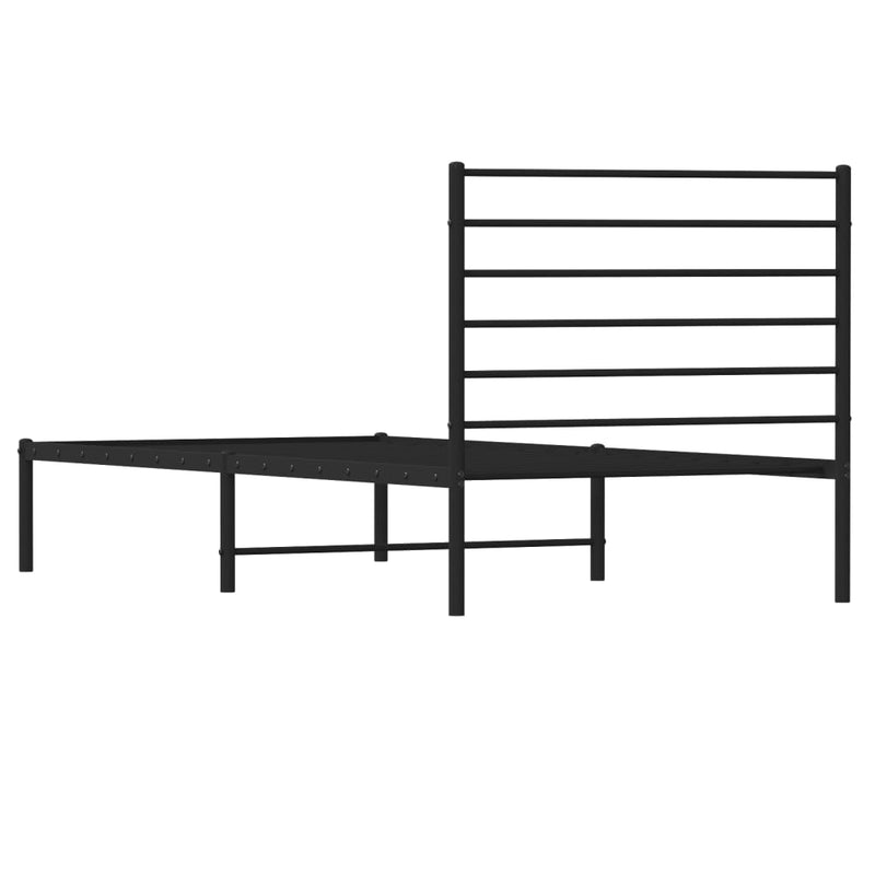 Metal Bed Frame without Mattress with Headboard Black 90x190 cm