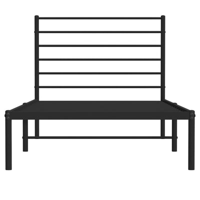 Metal Bed Frame without Mattress with Headboard Black 107x203 cm King Single