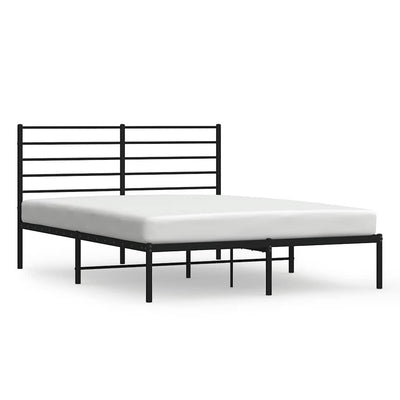 Metal Bed Frame without Mattress with Headboard Black 135x190 cm