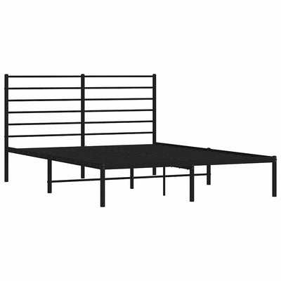 Metal Bed Frame without Mattress with Headboard Black 135x190 cm