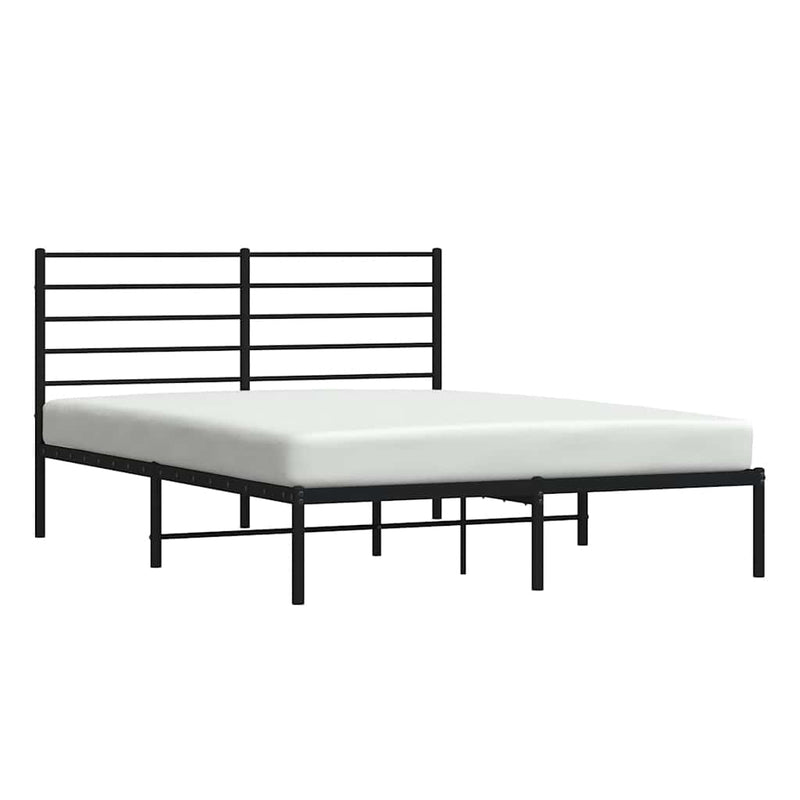 Metal Bed Frame without Mattress with Headboard Black 135x190 cm