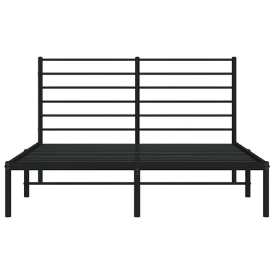 Metal Bed Frame without Mattress with Headboard Black 135x190 cm