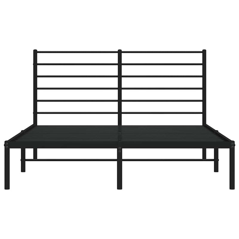 Metal Bed Frame without Mattress with Headboard Black 135x190 cm