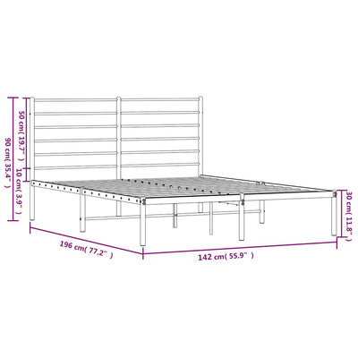 Metal Bed Frame without Mattress with Headboard Black 135x190 cm