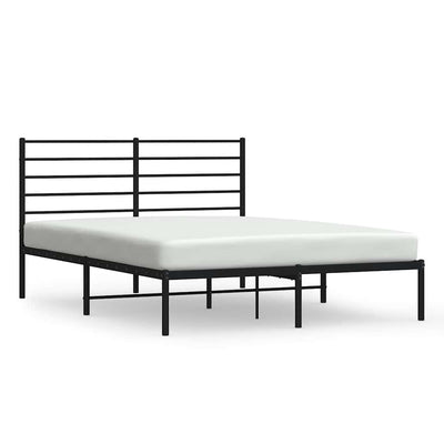 Metal Bed Frame without Mattress with Headboard Black 150x200 cm