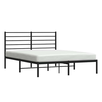 Metal Bed Frame without Mattress with Headboard Black 150x200 cm