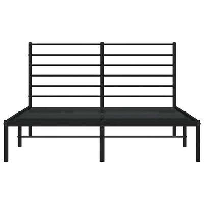 Metal Bed Frame without Mattress with Headboard Black 150x200 cm