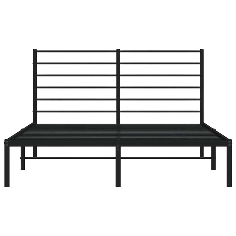 Metal Bed Frame without Mattress with Headboard Black 150x200 cm