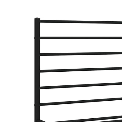 Metal Bed Frame without Mattress with Headboard Black 150x200 cm