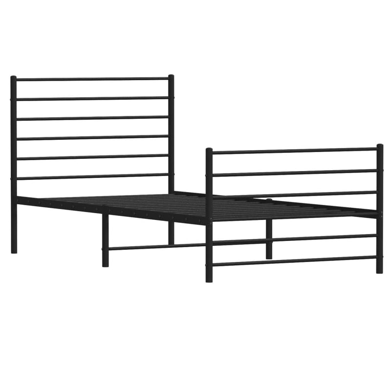 Metal Bed Frame without Mattress with Footboard Black 90x190 cm