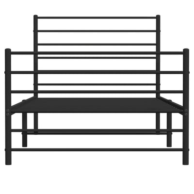 Metal Bed Frame without Mattress with Footboard Black 90x190 cm