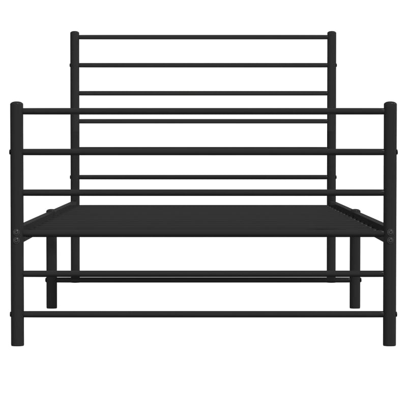 Metal Bed Frame without Mattress with Footboard Black 90x190 cm