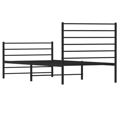 Metal Bed Frame without Mattress with Footboard Black 90x190 cm