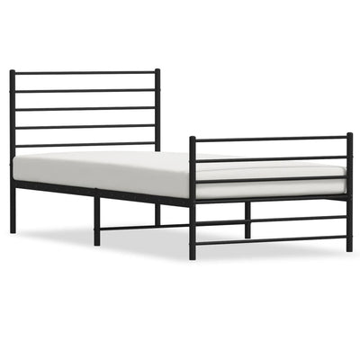 Metal Bed Frame without Mattress with Footboard Black 107x203 cm King Single