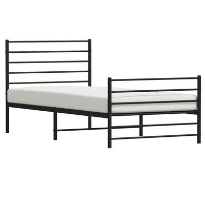 Metal Bed Frame without Mattress with Footboard Black 107x203 cm King Single