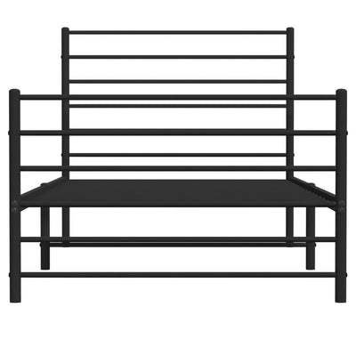 Metal Bed Frame without Mattress with Footboard Black 107x203 cm King Single