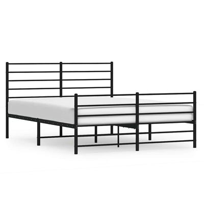 Metal Bed Frame without Mattress with Footboard Black 135x190 cm