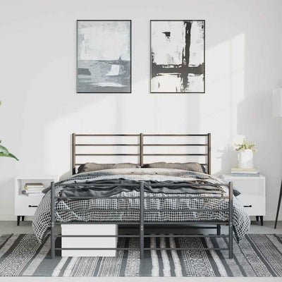 Metal Bed Frame without Mattress with Footboard Black 135x190 cm