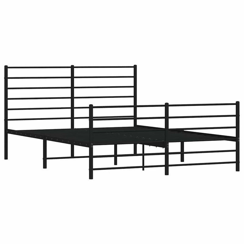 Metal Bed Frame without Mattress with Footboard Black 135x190 cm