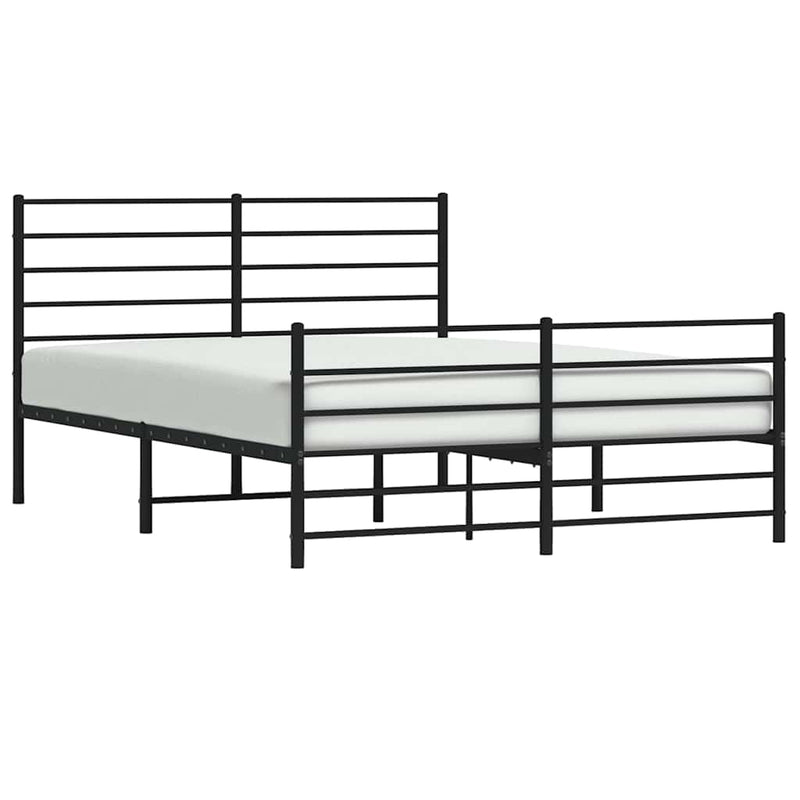 Metal Bed Frame without Mattress with Footboard Black 135x190 cm