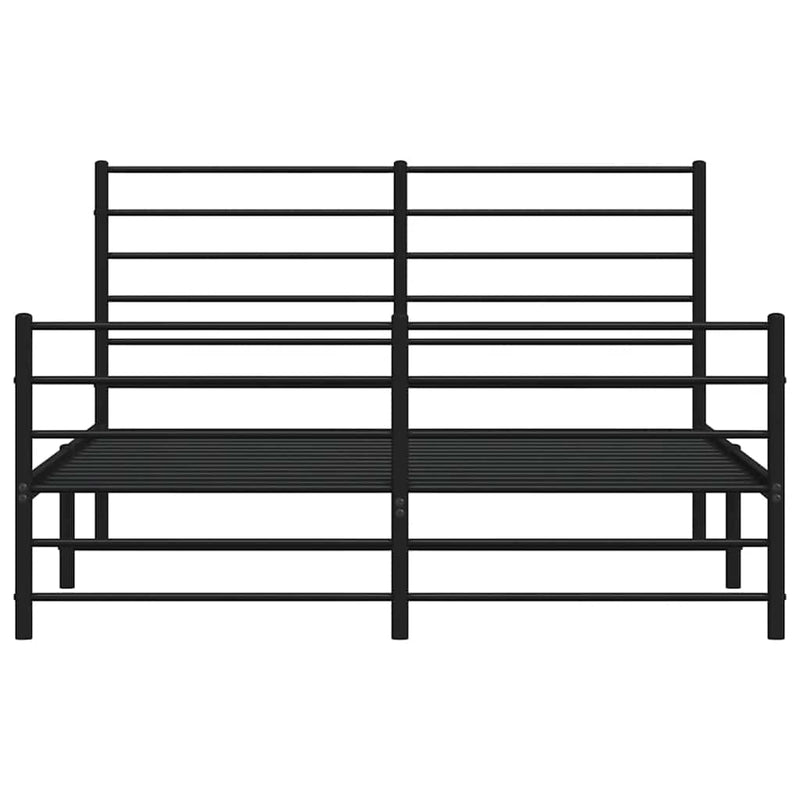 Metal Bed Frame without Mattress with Footboard Black 135x190 cm