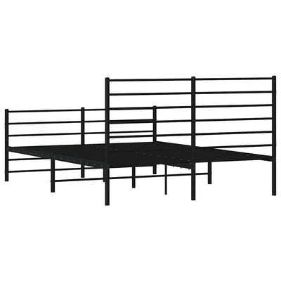 Metal Bed Frame without Mattress with Footboard Black 135x190 cm