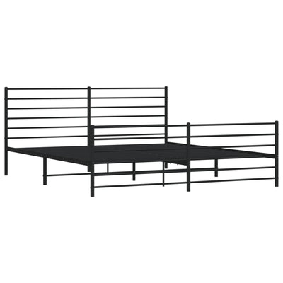 Metal Bed Frame without Mattress with Footboard Black 183x203 cm King