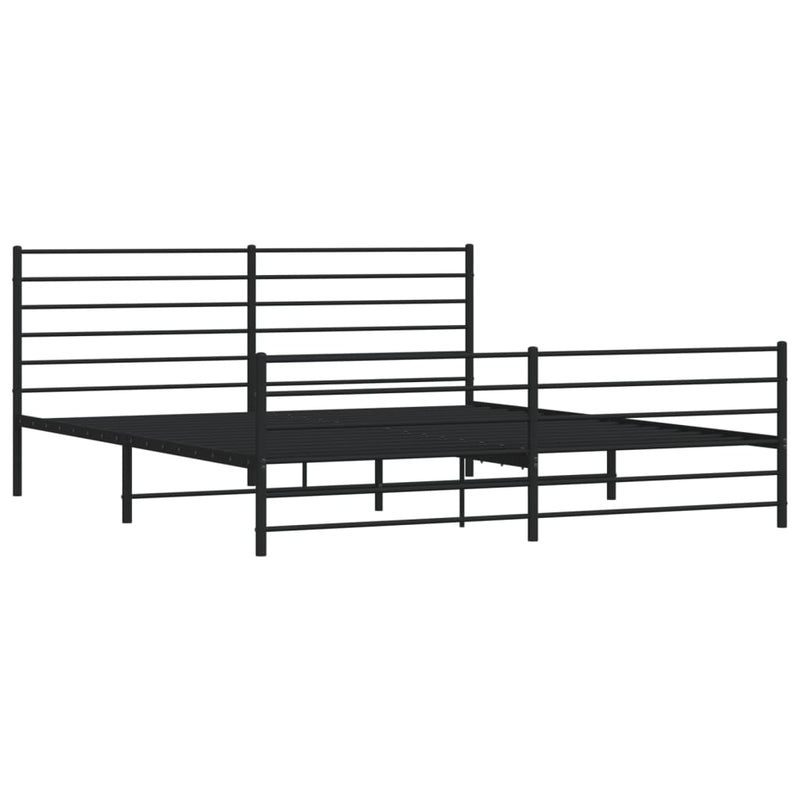 Metal Bed Frame without Mattress with Footboard Black 183x203 cm King