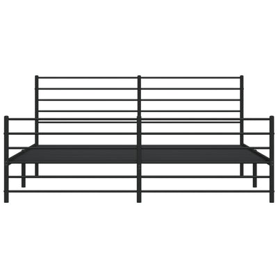 Metal Bed Frame without Mattress with Footboard Black 183x203 cm King