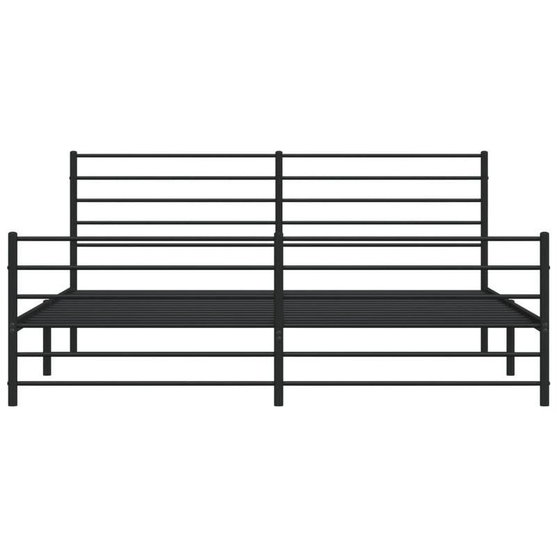 Metal Bed Frame without Mattress with Footboard Black 183x203 cm King