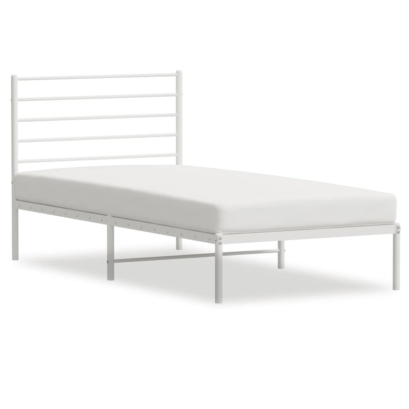 Metal Bed Frame without Mattress with Headboard White 90x190 cm