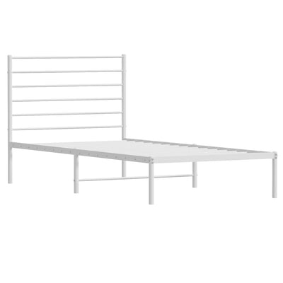 Metal Bed Frame without Mattress with Headboard White 90x190 cm